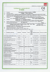 Certifikát - asfaltová emulzia C40B4 - DOPRA-VIA s.r.o.